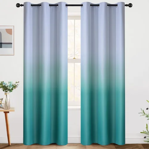 Vista 136 de SimpleHome Cortinas degradadas degradadas para oscurecer la habitación de 36 pulgadas de largo para dormitorio, con ojales y bloqueo de luz Negro