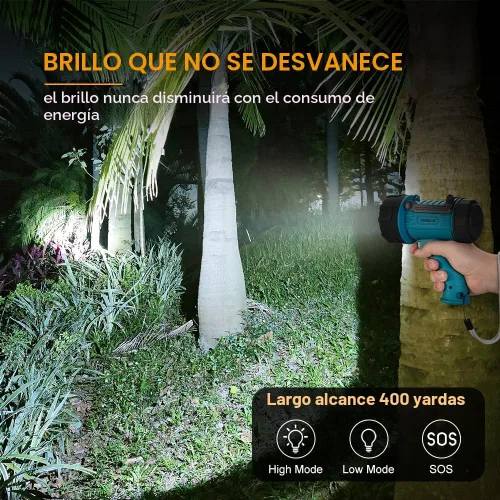 Vista 2 de YIERBLUE Linterna recargable del foco 2000,000 impermeable del lumen IP67