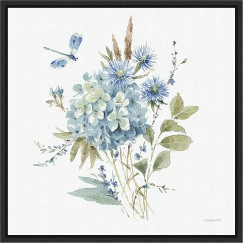 Vista 17 de Amanti Art Lisa Audit - Lienzo enmarcado para pared, 16 x 16 pulgadas, azul bohemio 04A (Ramo de flores) por Lisa Audit, lienzo enmarcado