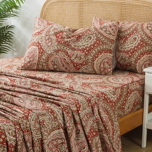 Vista 12 de Zusbest Juego de sábanas florales de 100 % algodón percal, color naranja y amarillo, juego de sábanas suaves y transpirables con diseño botánico