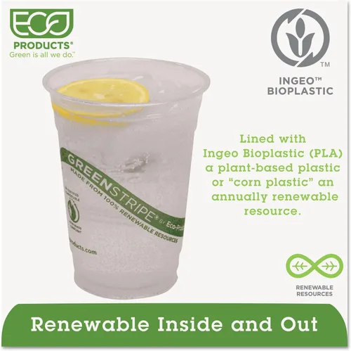 Vista 2 de Eco-Products EPCC16GS GreenStripe - Vasos fríos renovables y compostables, 16 onzas, 50/PK, 20 PK/CT