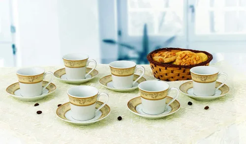 Vista 3 de Lorren Home - Juego de café expreso de 2 onzas para 6 unidades, color dorado floral