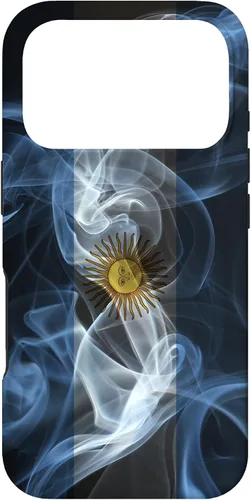 Vista 30 de iPhone 16 Smoky Argentina Flag - Funda de orgullo argentino estilo humo