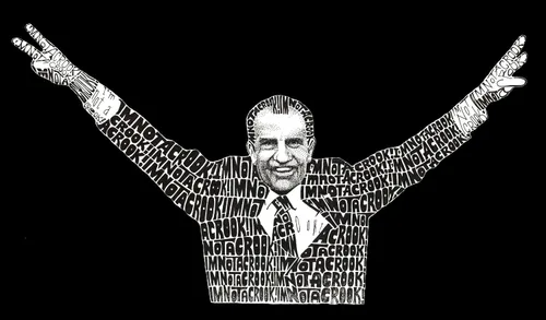 Vista 2 de Full Longitud Dual Pocket delantal Richard Nixon im no un ladrón Word Art