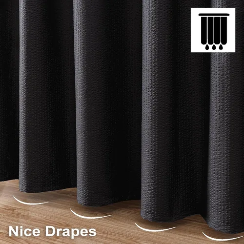 Vista 7 de OVZME Cortina de ducha de tela Berry Stall de 36 x 72 pulgadas, suave y gofre, pequeña cortina de ducha negra para baño con textura para un