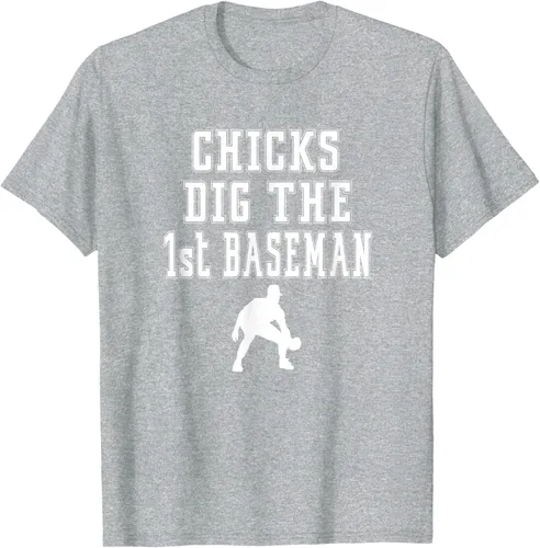 Vista 5 de Chicks Dig First Baseman - Camiseta de primera base Beisbol Player, Negro