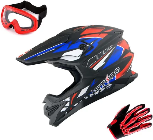 Vista 16 de 1Storm - Casco de motocross para adultos, bicicleta de montaña de descenso, BMX, MX, ATV, motocicleta todoterreno, estilo Storm HF803; negro mate