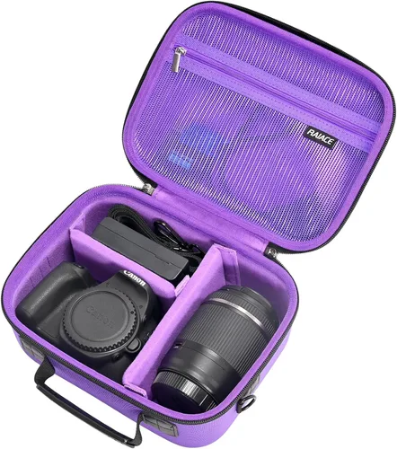 Vista 9 de RAIACE Funda rígida de transporte compatible con Canon EOS Rebel T7 / R100 / R50, para Sony, para cámara Nikon, funda protectora con bolsillo