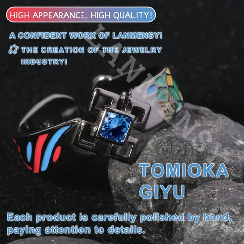 Vista 3 de LANMENSY Demon Slayer Anillos de anime Joyería original de plata de ley 925 "All24 estilos" nuevo Tamaño ajustable Kimetsu No Yaiba Cosplay Moda