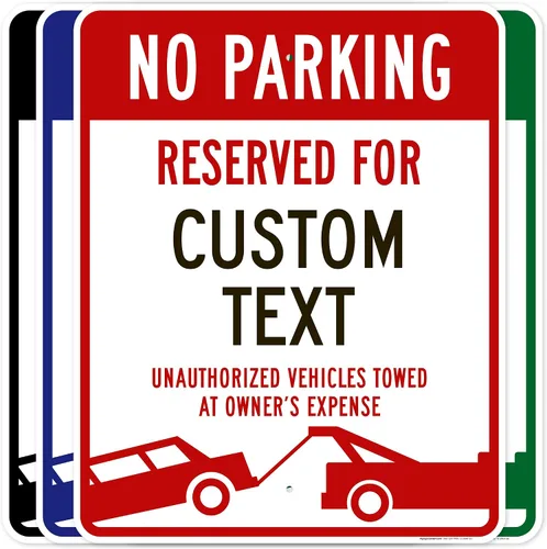Vista 10 de Letrero personalizado de no estacionamiento, letreros de estacionamiento reservados personalizados para negocios, 10 x 14 pulgadas, metal