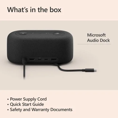 Vista 10 de Microsoft Audio Dock - Hasta 90dB SPL - Dos matrices de micrófonos omnidireccionales - 70Hz ~ 20 kHz para reproducción de música - Compatible