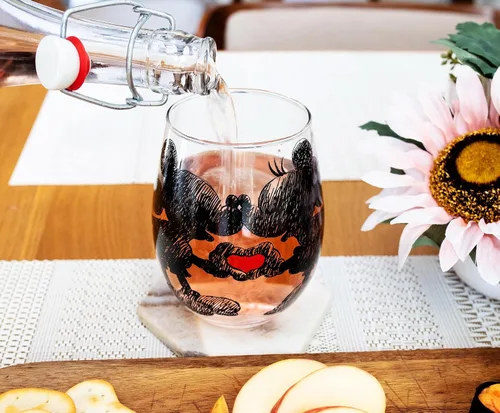 Vista 5 de Disney Copa de vino sin tallo de Mickey y Minnie Mouse con forma de lágrima de corazón, vaso para mimosas, cócteles