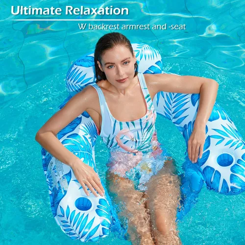 Vista 6 de Jasonwell Flotador de piscina con dosel Flotadores inflables de piscina para adultos, silla flotante de piscina, flotadores para piscina, silla