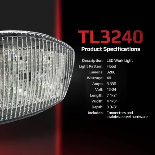 Vista 9 de TIGERLIGHTS TL3240 Luz de trabajo LED 12V compatible con/reemplazo para Kubota B2650HSDC, B3350HSDC, L3240HSTC, L3240HSTC-3, L3540HSTC, L3540HSTC-3