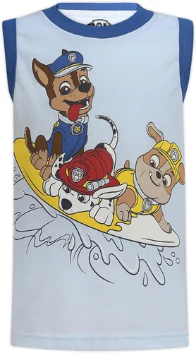 Vista 8 de Paw Patrol Nickelodeon Marshall, Rubble and Chase, paquete de 2 camisetas sin mangas para niños pequeños y pequeños, gris/blanco