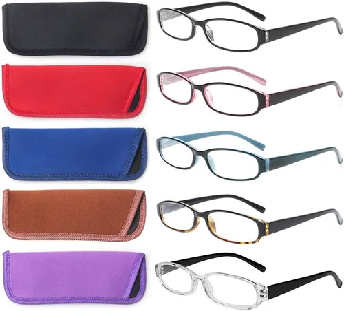 Vista 3 de NORPERWIS Gafas de lectura 5 pares con bisagra de resorte, cómodas, de moda, de alta calidad, para hombres y mujeres Paquete de 5 colores variados.