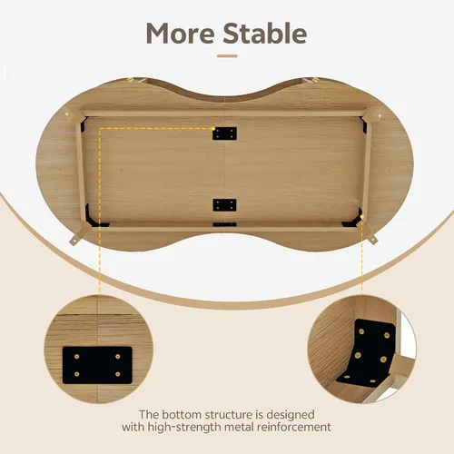 Vista 7 de Mesa auxiliar, doble ovalada con puerta corredera, natural, 47 pulgadas