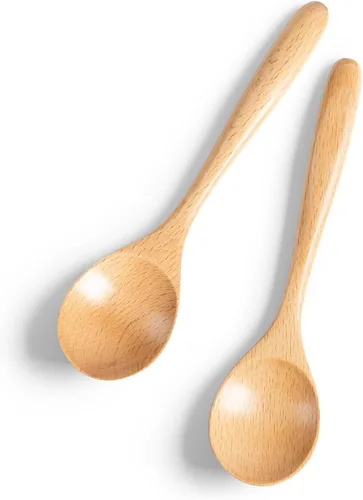 Vista 9 de 2 PCS Cucharas de Madera para Miel, Cucharas de Madera Pequeñas de 6.7 Pulgadas - Excelentes para Té, Café y Sopa, Pequeño Juego de Cucharas de Mesa