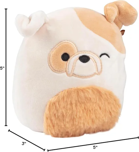 Vista 7 de Squishmallows Brock The Bulldog original de 5 pulgadas – Peluche oficial de Jazwares para calcetín navideño – Pequeño juguete de animal de peluche