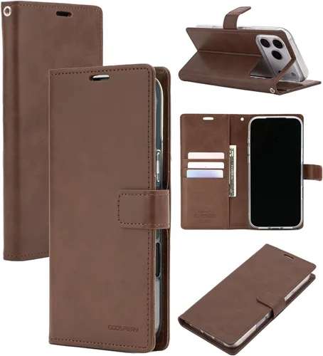Vista 9 de GOOSPERY Funda Blue Moon para Galaxy S21 de 6.2 pulgadas (2021), soporte de piel sintética premium con soporte para tarjetas (negro)