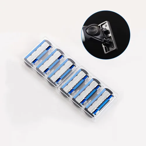 Vista 7 de Recambios de 6 cuchillas para hombre, cartuchos de afeitar de 6 cuchillas con tira lubricante, ofrece un afeitado limpio y cerrado, 18