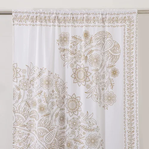 Vista 3 de Popular Handicrafts India Hippie Mandala Bohemia Hermoso Bosquejo Cortina Cortina Dormitorio Sala Balcón Cenefa Paneles Oro Blanco