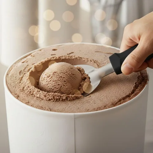 Vista 2 de TrueCraftware Pala de helado resistente, hoja de acero inoxidable con mango de plástico de color negro