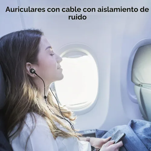 Vista 3 de 1Mii Auriculares con cable con micrófono y control de volumen, auriculares intrauditivos magnéticos con graves profundos, aislamiento de ruido