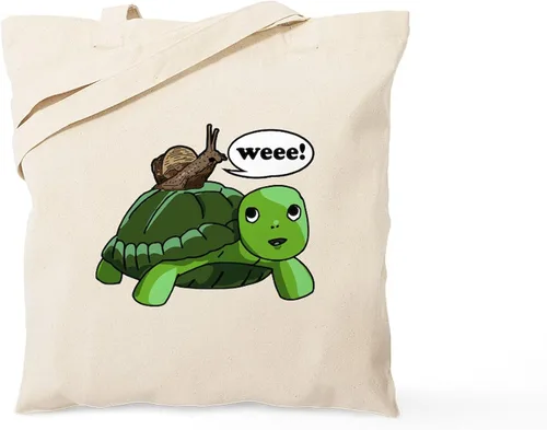 Vista 9 de CafePress Bolso de mano de tortuga para bebé, bolsa de lona natural, bolsa de compras reutilizable