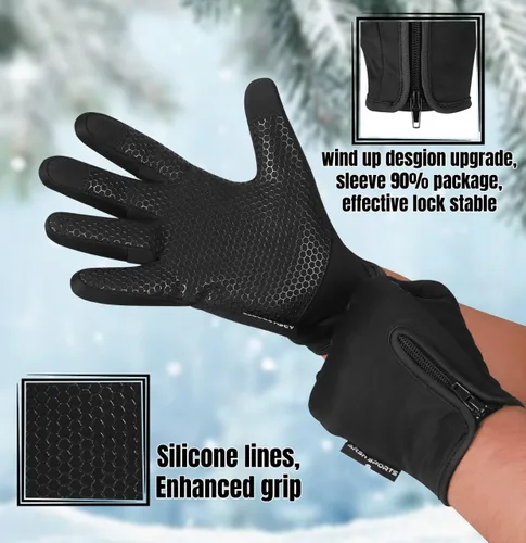 Vista 4 de Guantes de invierno para hombres y mujeres, resistentes al viento, para pantalla táctil, antideslizantes, para clima frío, guantes cálidos