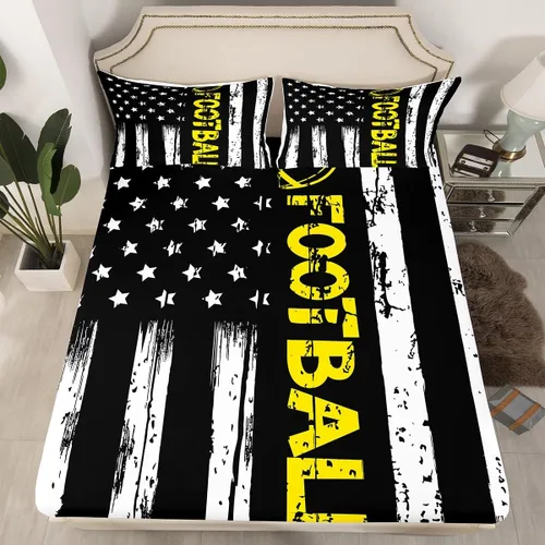 Vista 24 de Erosebridal Graffiti Rugby Ball Sheets for Boys Girls Colorful Rugby Helmet Fitted Sheet,Sports Kids Bedding Sets Football Game Bed Sets Twin 2 Piece