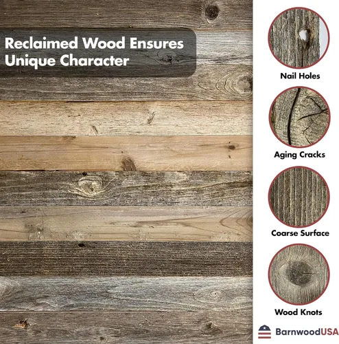 Vista 5 de BarnwoodUSA - Estantería de madera para colgar 100 % madera reciclada Estantes rústicos flotantes rectangulares: hechos para el uso diario. Fácil