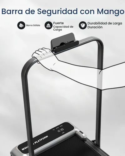 Vista 3 de Caminadora con barra de mango e inclinación ajustable, cintas de correr portátiles compactas para oficina en casa, 2.5 HP silenciosas