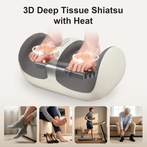 Vista 5 de Nekteck Foot Massager with Heat & Shiatsu Foot Roller, Adjustable Intensity & Calf Massage for Sore Feet, Neuropathy & Plantar Fasciitis, Portable