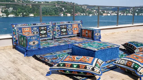 Vista 3 de arabicsofa Cojín de suelo árabe con almohadas de espuma y respaldo - Juego de dos plazas Majlis