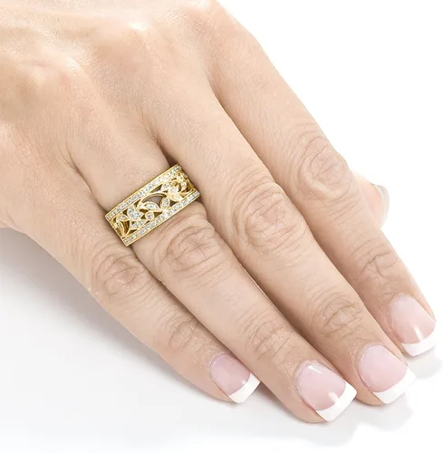 Vista 3 de Kobelli Vintage Style Diamond Fashion Floral Band 14 CTW en oro amarillo de 14 K