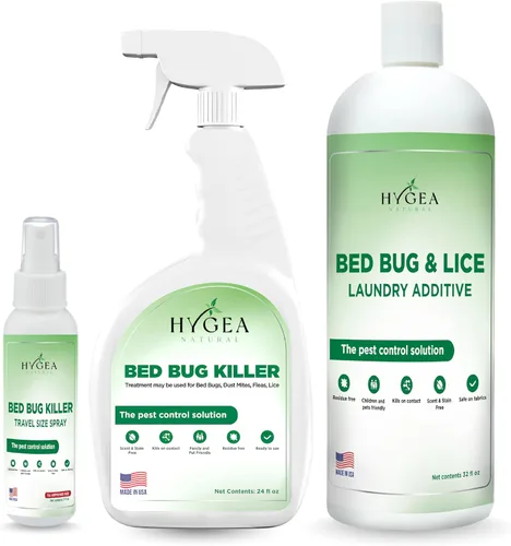 Vista 9 de Hygea Natural Kit de eliminación de chinches y piojos extra fuerte, incluye spray extra fuerte para piojos y chinches de cama de 24 onzas, aditivo