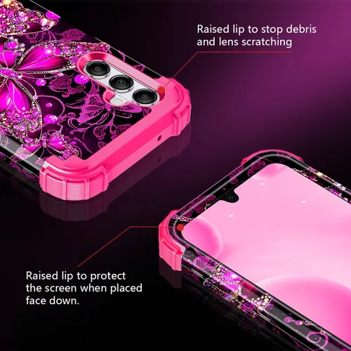 Vista 6 de Casetego Funda compatible con Galaxy A15 5G, que brilla en la oscuridad, tres capas, resistente, resistente, a prueba de golpes, protección