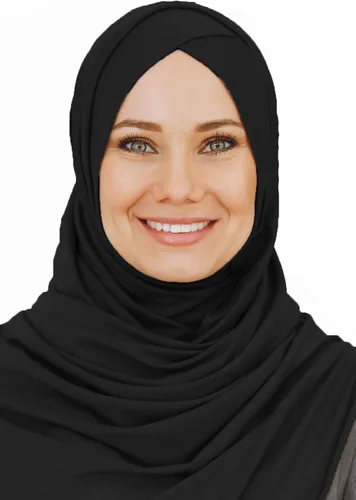 Vista 2 de Bufanda de algodón para la cabeza, hiyab negro instantáneo, accesorios musulmanes listos para usar para mujer, talla única