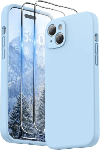 Vista 23 de SURPHY Funda diseñada para iPhone 15 Plus con protector de pantalla y cordón, correa de teléfono y funda de silicona líquida para teléfono