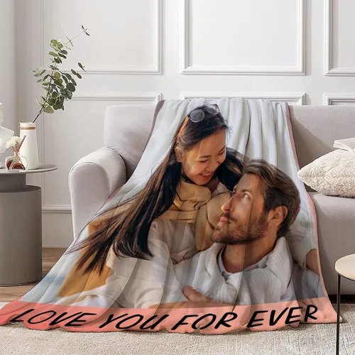 Vista 4 de Manta personalizada, diseño de vellón con texto, mantas con imágenes personalizadas para bebé, madre, padre, adultos, amigos, amantes, perros, 1 Foto