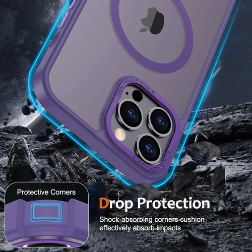 Vista 392 de Anuck - Funda magnética para iPhone 11 compatible con MagSafe, carcasa trasera mate translúcida dura, borde de TPU, delgada, resistente a impactos