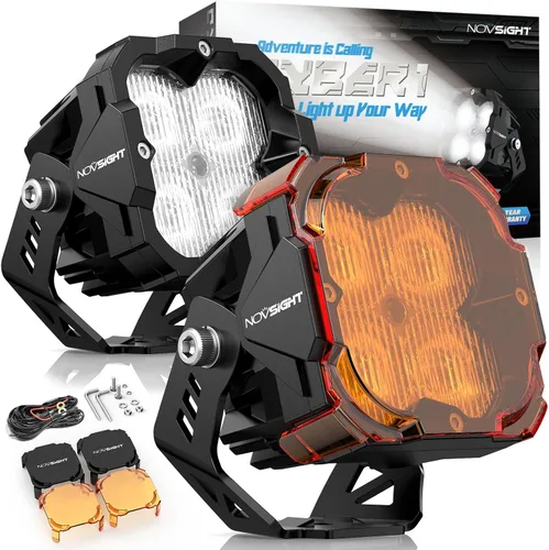 Vista 9 de NOVSIGHT Luces LED Pods Luces de Conducción - 2'' con 8 Modos de Luz 2 Tipos de Soportes, Impermeable Fuera de Carretera LED Light Pod