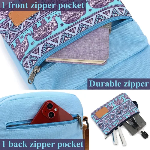 Vista 5 de Leaper - Juego de estuche y cartera bandolera de lona para niñas y mujeres