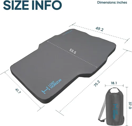 Vista 6 de Lost Horizon - Colchón de espuma autoinflable para Tacoma de 5 pies Air & Foam Comfort, Adjustable Firmness, 4.5" Thick, R13 Insulation