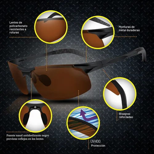 Vista 6 de BLUPOND Day/Night Driving Glasses For Men/Women - HD Yellow Vision for Maximum Clarity - Knight Visor