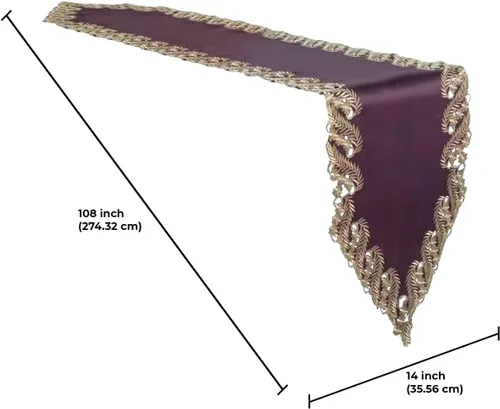 Vista 8 de DECOZEN Camino de Mesa Navideño Dorado con Ciruela – Bufanda Decorativa Bordada para Comedor y Tocador para Mesas Navideñas, Bodas y Fiestas – 14 x