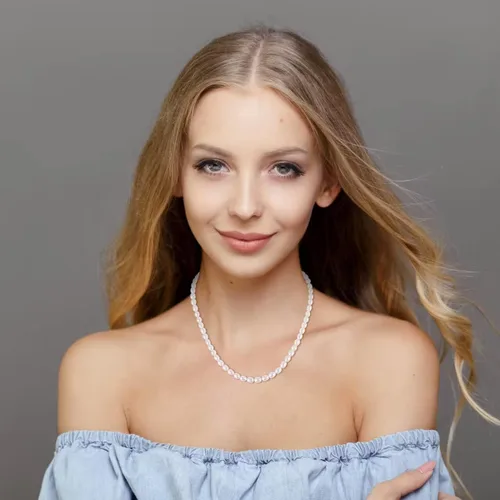 Vista 3 de COAI Collar de perlas de agua dulce para mujer y niña, Perla de agua dulce, Agua dulce perla