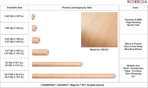 Vista 6 de ROSEROSA Papel tapiz autoadhesivo de madera sintética prémium para puerta, moldura de encimera, WD326