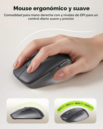 Vista 7 de seenda COE401 3-Device Bluetooth Teclado Ratón Combo, Silencioso, Negro
